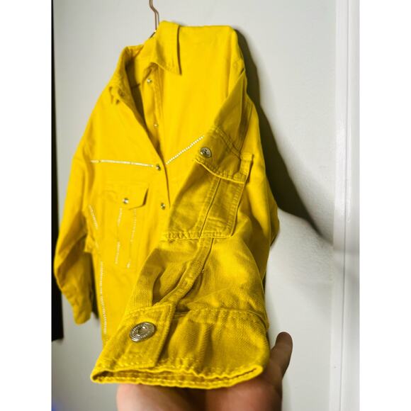 NWT NOCTURNE Ready To Wear Yellow Silver Studded Oversized Jacket Size Medium - Picture 5 of 11